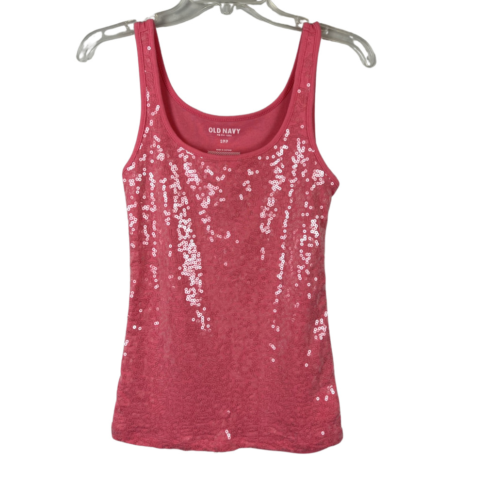Old Navy Hot Pink Sequin Tank Top Size Small